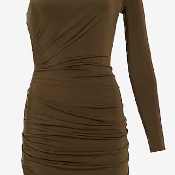 Express Body Contour One Shoulder Ruched Mini Dress With Built-In Shapewear NWT - Picture 5 of 6